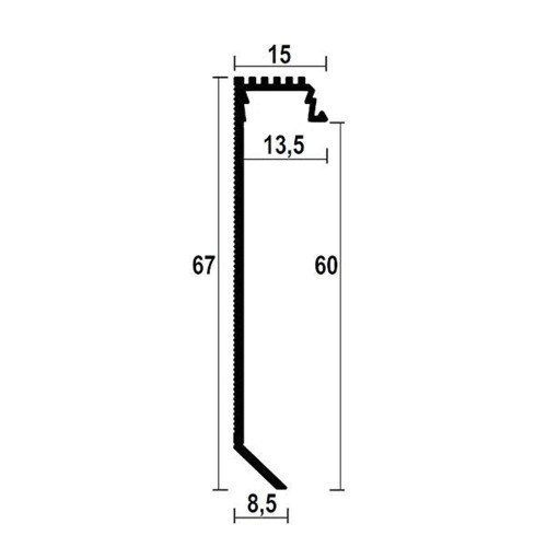 Ukryta aluminiowa listwa przypodłogowa z oświetleniem LED o wysokości 60 mm biały