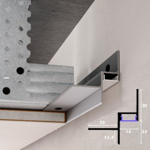 Profil dystansowy LED do sufitów z GK 16х22 mm