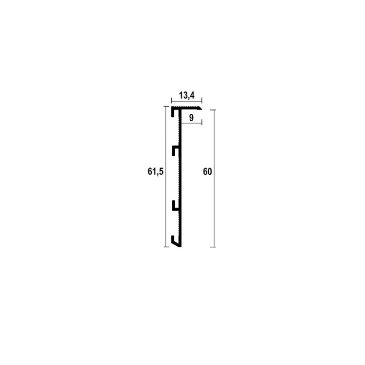 Ukryta listwa przypodłogowa  60×13.5 mm do płyt z wstawką MDF