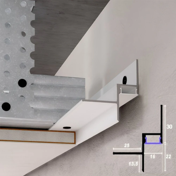 Profil dystansowy LED do sufitów z GK 16х22 mm biały