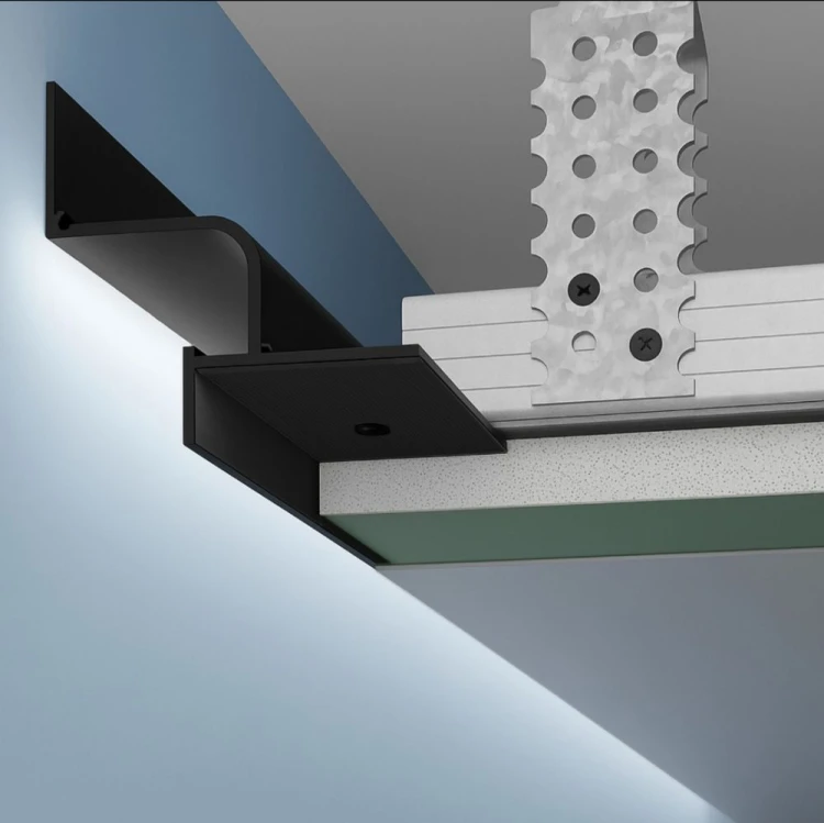 Profil dystansowy LED do sufitów z GK 23х37 mm czarny
