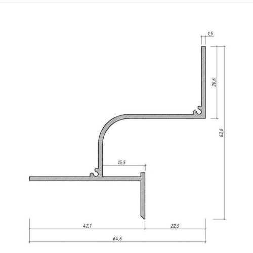 Profil dystansowy LED do sufitów z GK 23х37 mm czarny